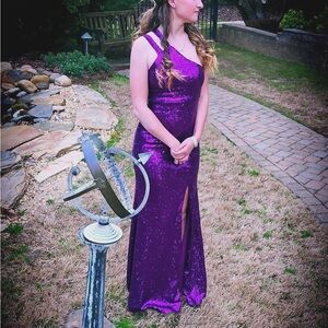 Elegant Purple Sequin Evening Gown